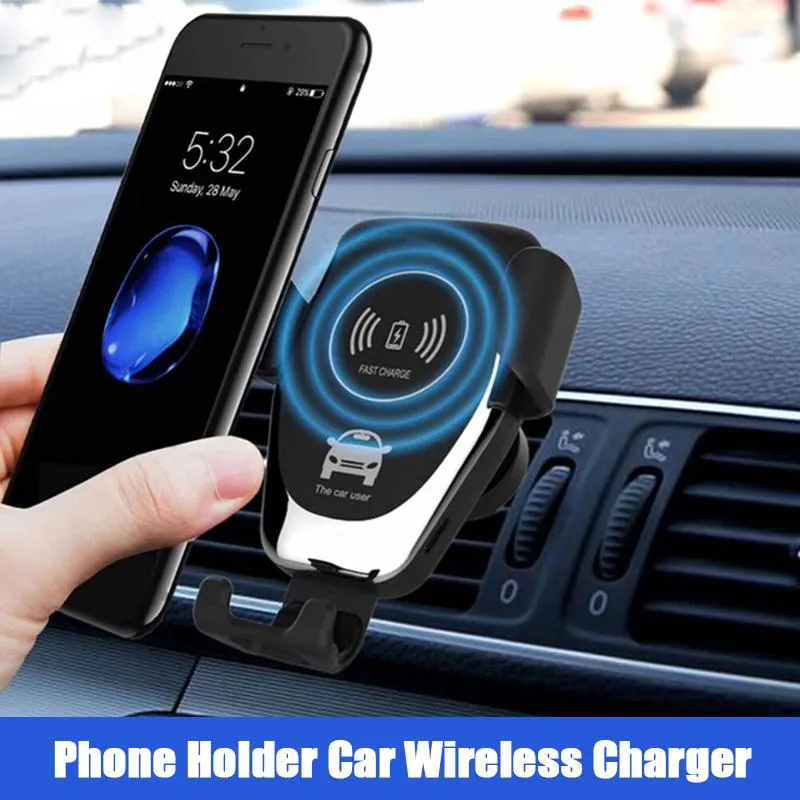 10W Fast Car Wireless Charger Air Conditioning Vent Clips Phone Holder