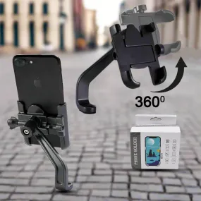 12674 Full Metal Body Bike & Scooty 360 Degree Rotating Mobile Holder Stand for Bicycle, Motorcycle, Scooty for Maps and GPS Navigation Fits All Smartphones (1 Pc)