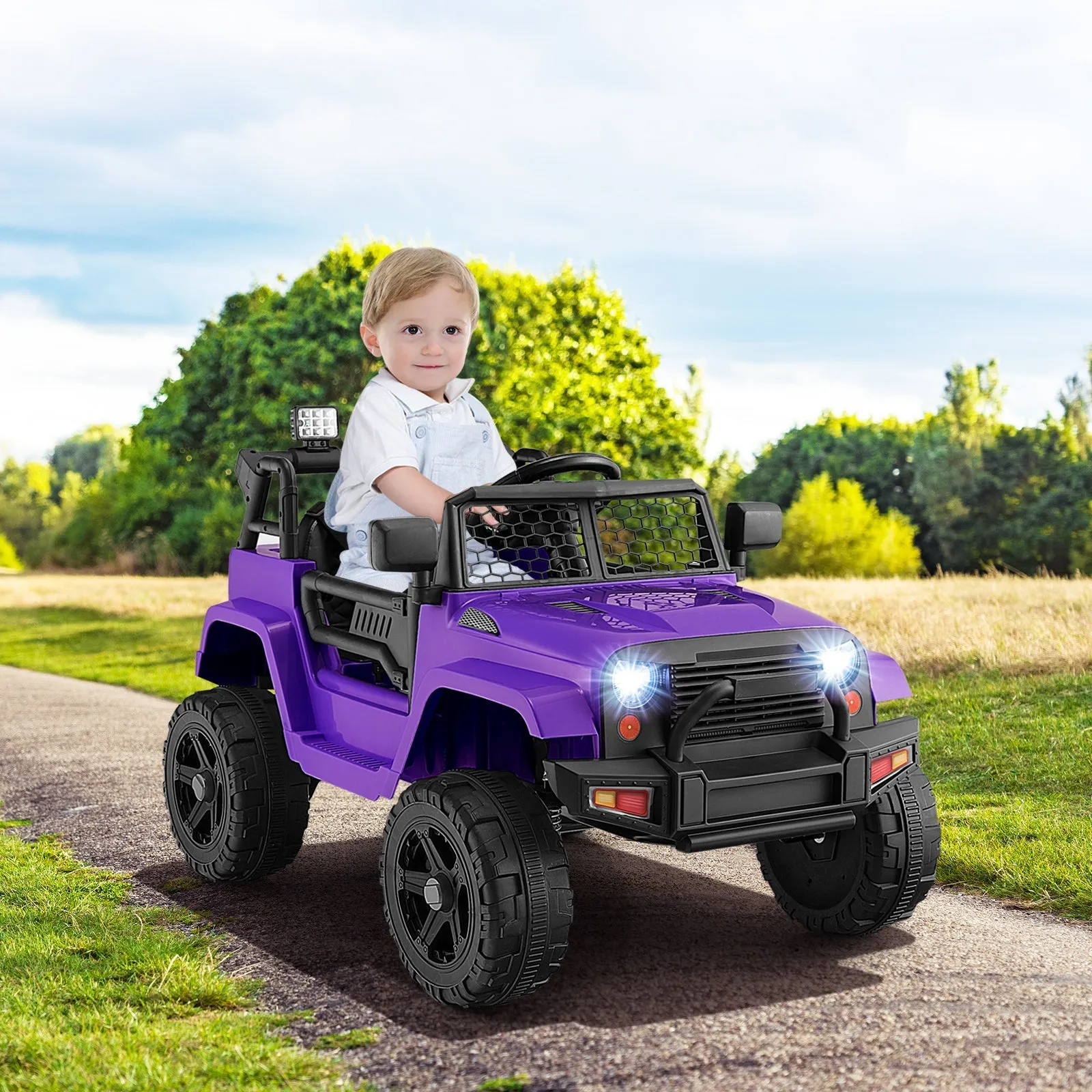 12V Kids Ride on Car with Remote Control and Music-Purple