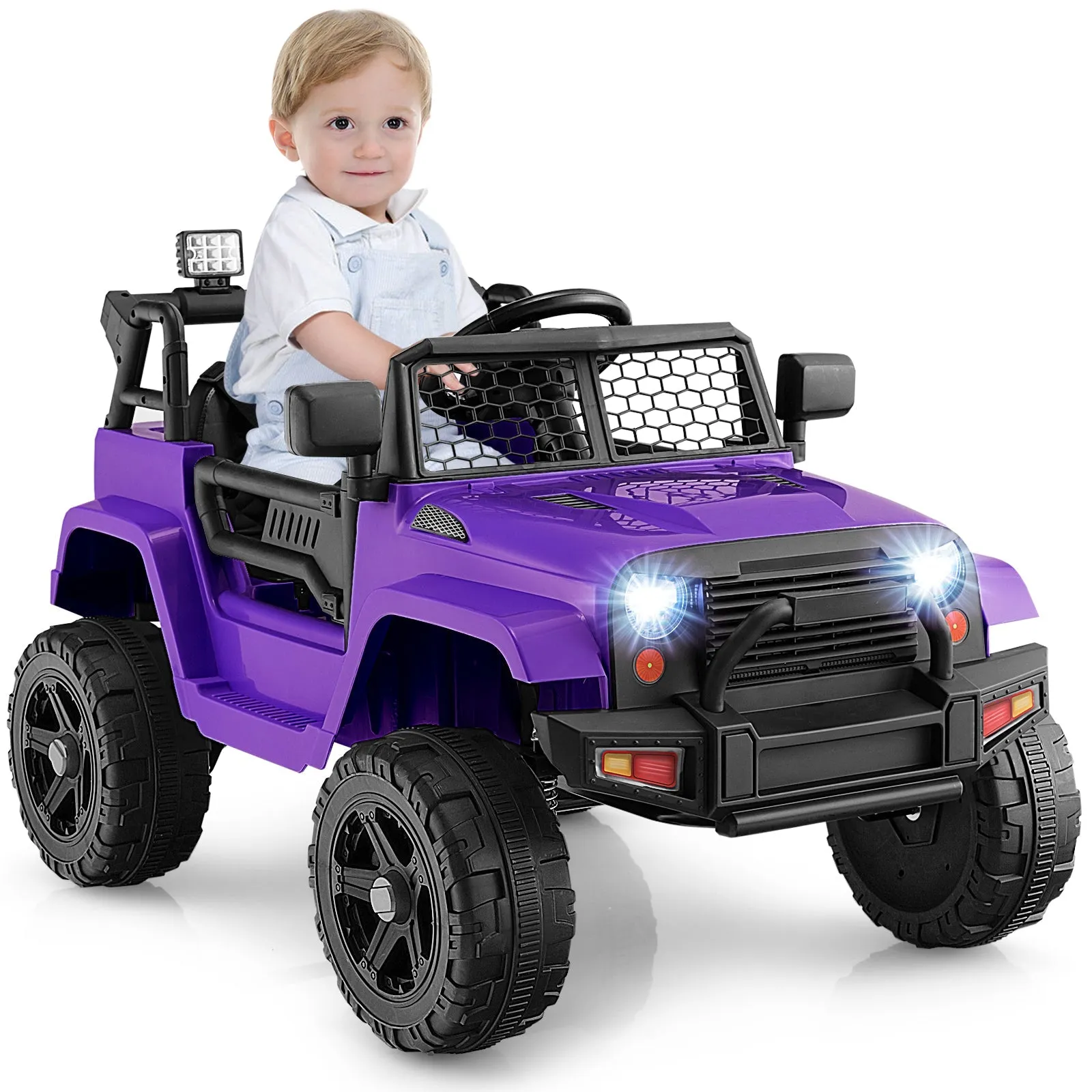 12V Kids Ride on Car with Remote Control and Music-Purple