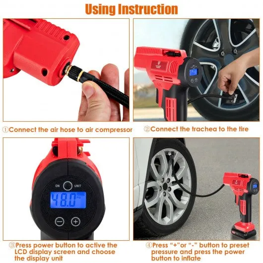 12V Portable Cordless Tire Inflator Air Compressor