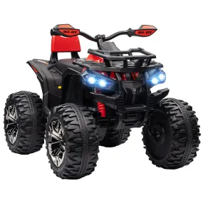 12V Quad Bike ATV with LED Lights, Music, for Boys Girls, Red