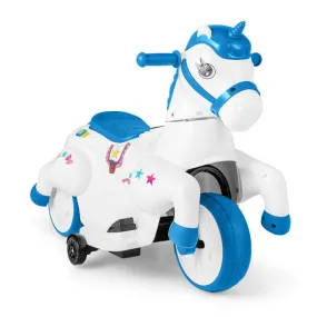 12V Unicorn Ride on Toy with Training Wheels and Horse Riding Mode-Navy