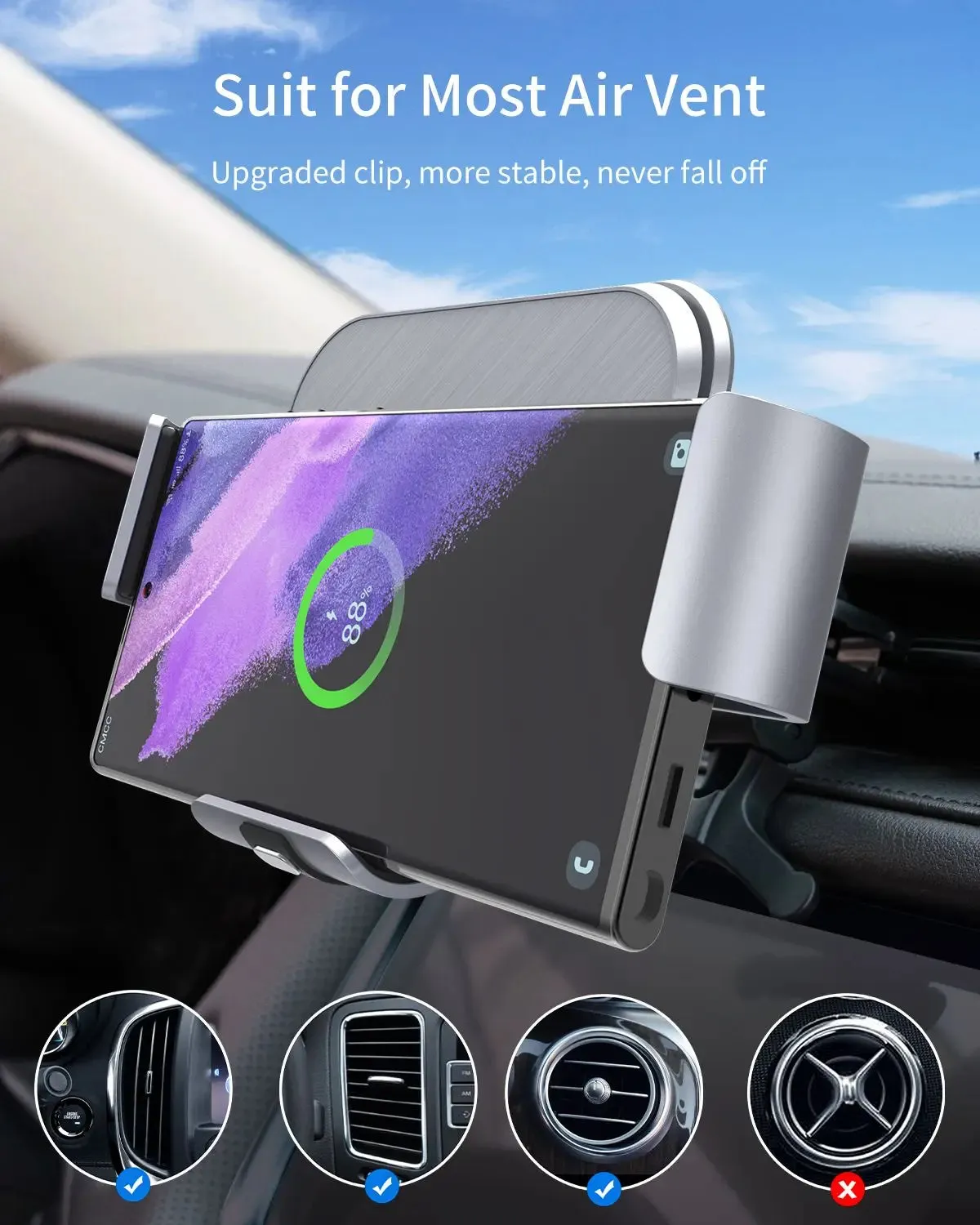 15W Car Wireless Charger Stand Holder Dual Coil Foldable Phone Car Fast Charging Station For Samsung Galaxy Z Fold 4 3 2 iPhone