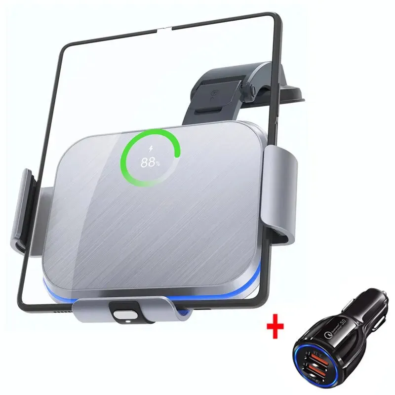 15W Car Wireless Charger Stand Holder Dual Coil Foldable Phone Car Fast Charging Station For Samsung Galaxy Z Fold 4 3 2 iPhone