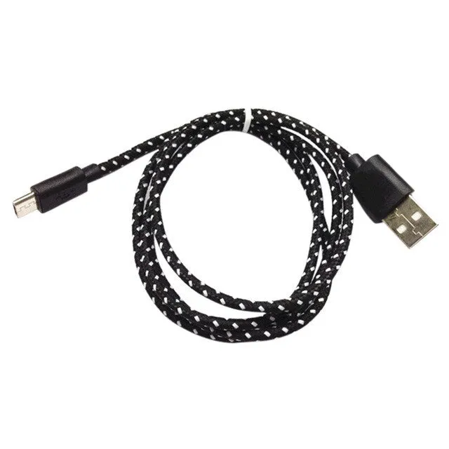 1m 2m 3m  Nylon Braided Fabric Micro USB Cable Charger Data Sync USB Cable Cord for Samsung Galaxy HTC Android Smart Phone 1pcs