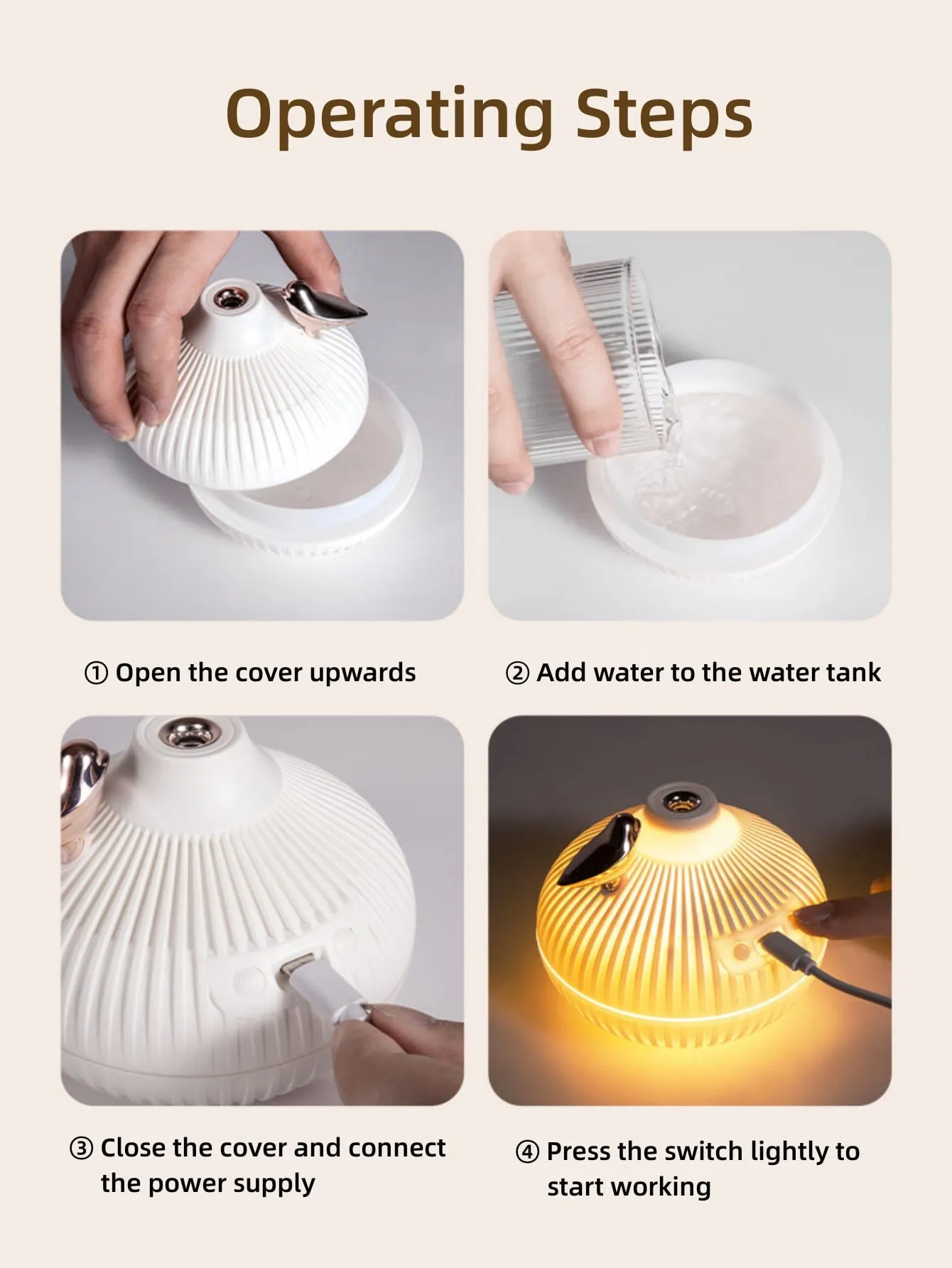 1pc USB Household Humidifier With Built-in Night Light