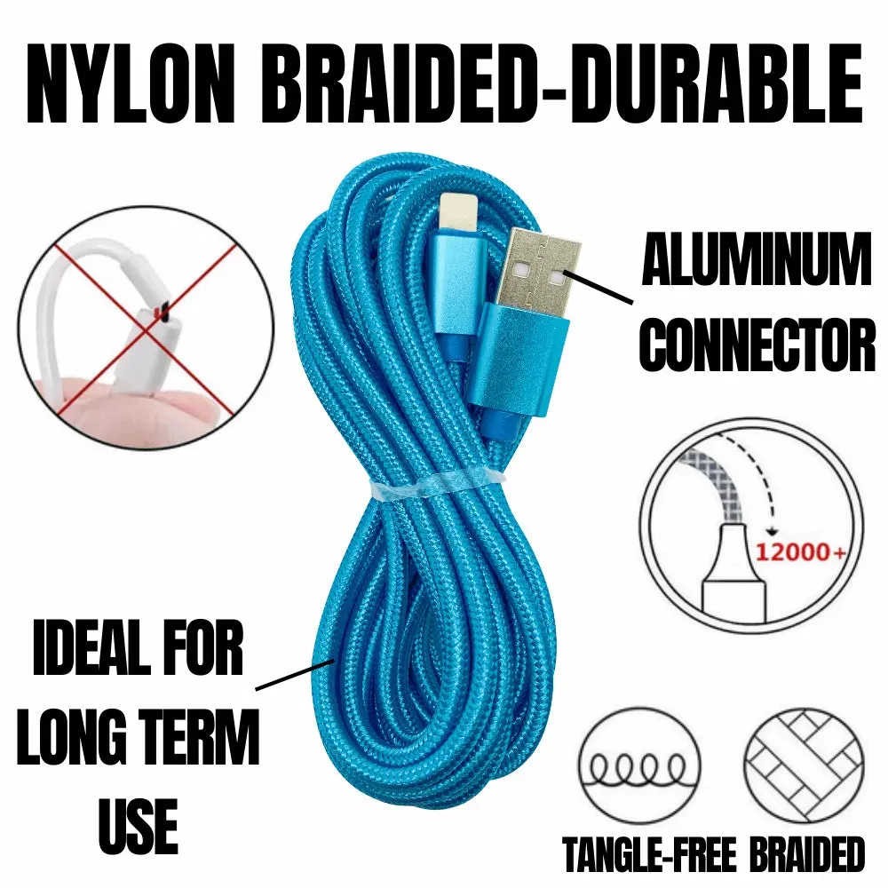 2 Pack 10FT XL Charger Compatible for Iphone Cable Nylon Woven Zebra Pattern