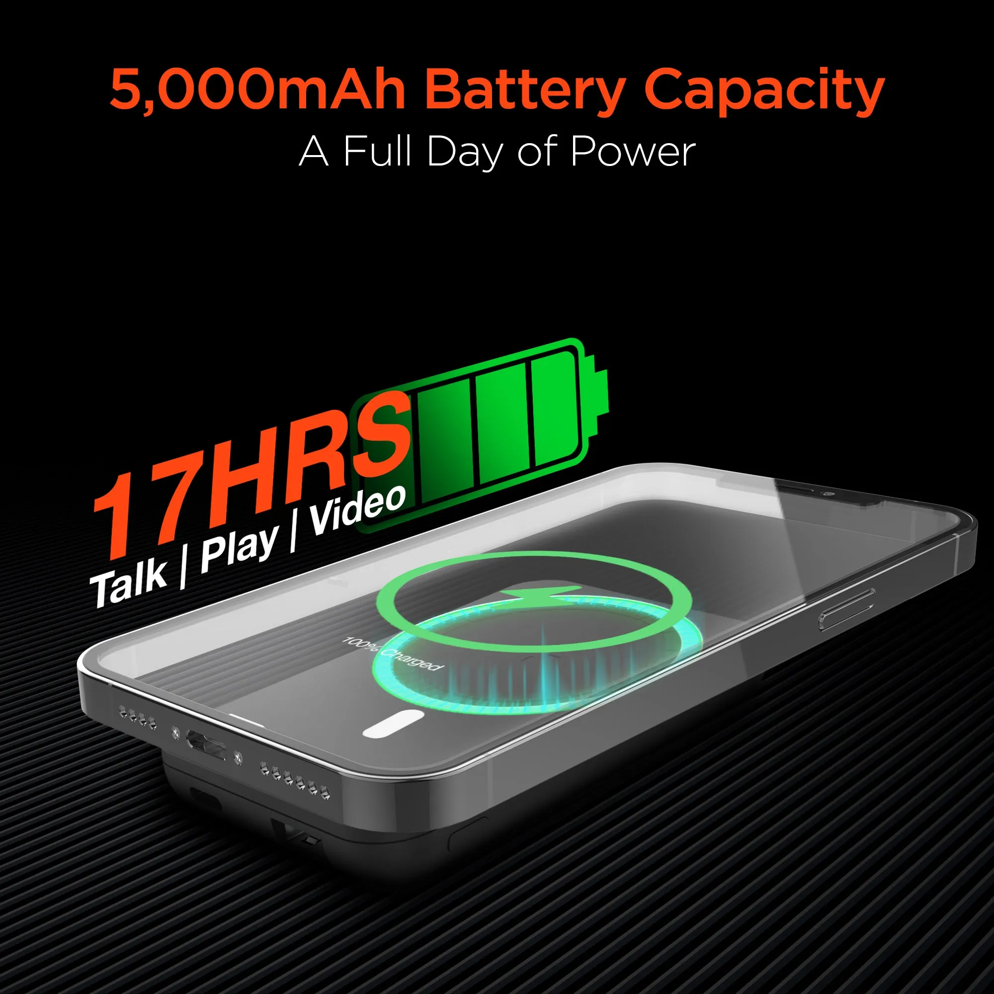 5,000mAh | Magnetic Wireless Fast Charge Power Bank | Black