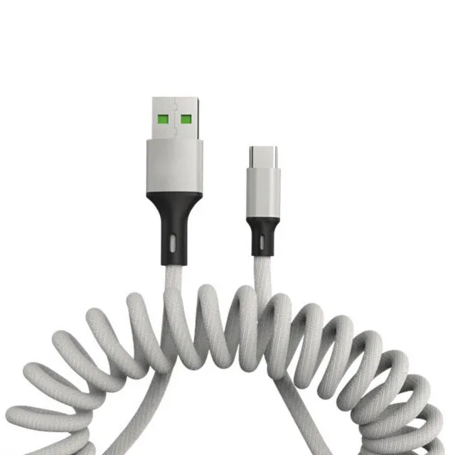 5A Micro USB Type-C Fast Charging Spring Cable