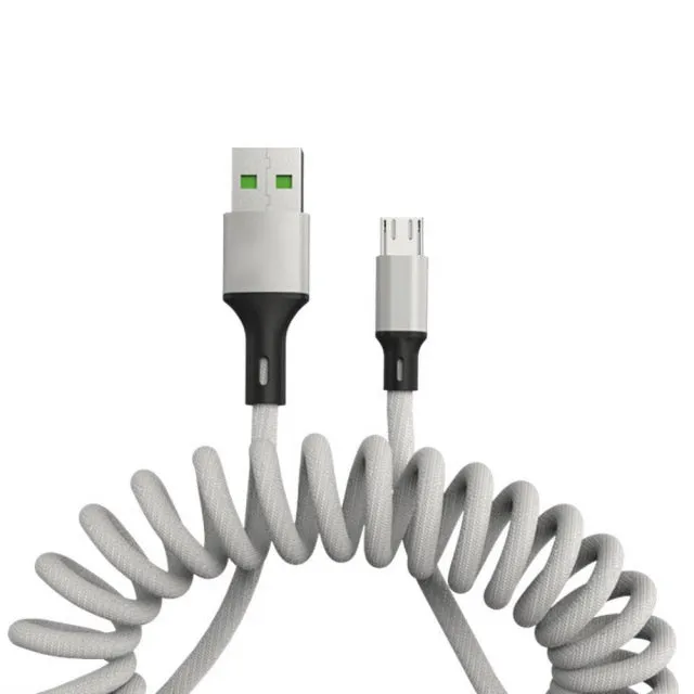 5A Micro USB Type-C Fast Charging Spring Cable