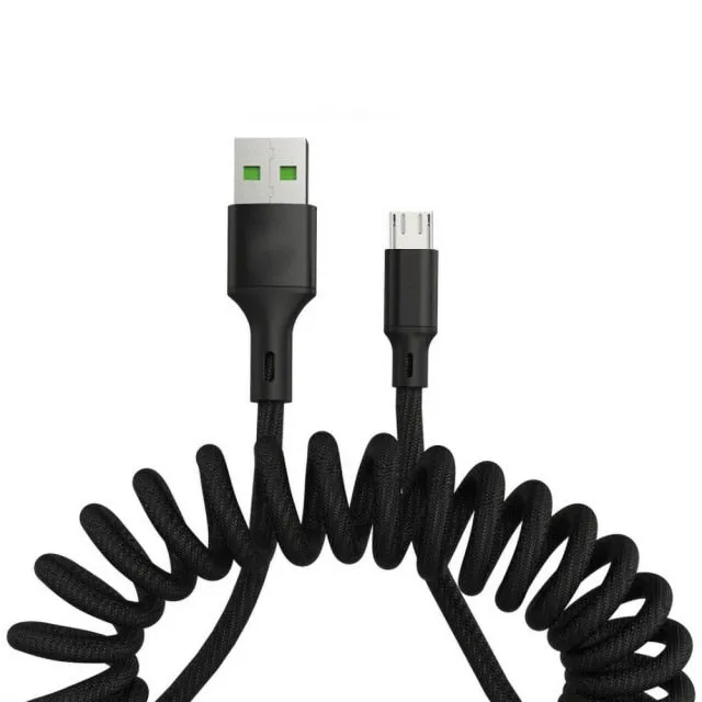 5A Micro USB Type-C Fast Charging Spring Cable