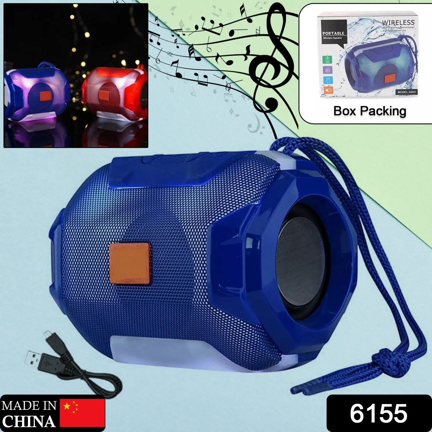 6155 Wireless Rechargeable Portable Premium DJ Bass Multimedia Speaker blootuth speaker (Media Player)