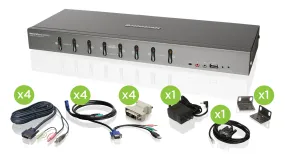 8-Port DVI KVMP switch KIT with DVI and VGA Cables (TAA Compliant)