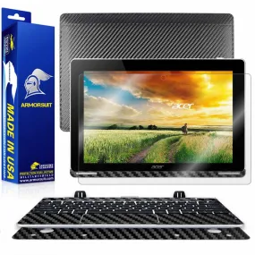 Acer Aspire Switch 10 (SW5-012) Screen Protector   Black Carbon Fiber Full Body Skin Protector (Tablet & Keyboard)