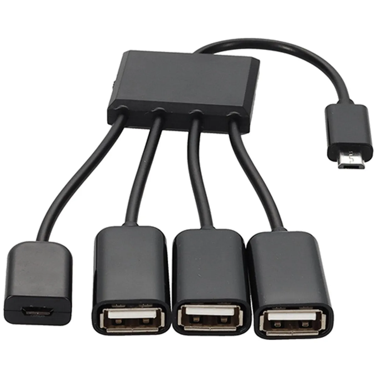 Addon Networks 8In Micro-Usb 2.0 (B) Male To Usb 2.0 (A) Female Black Hub