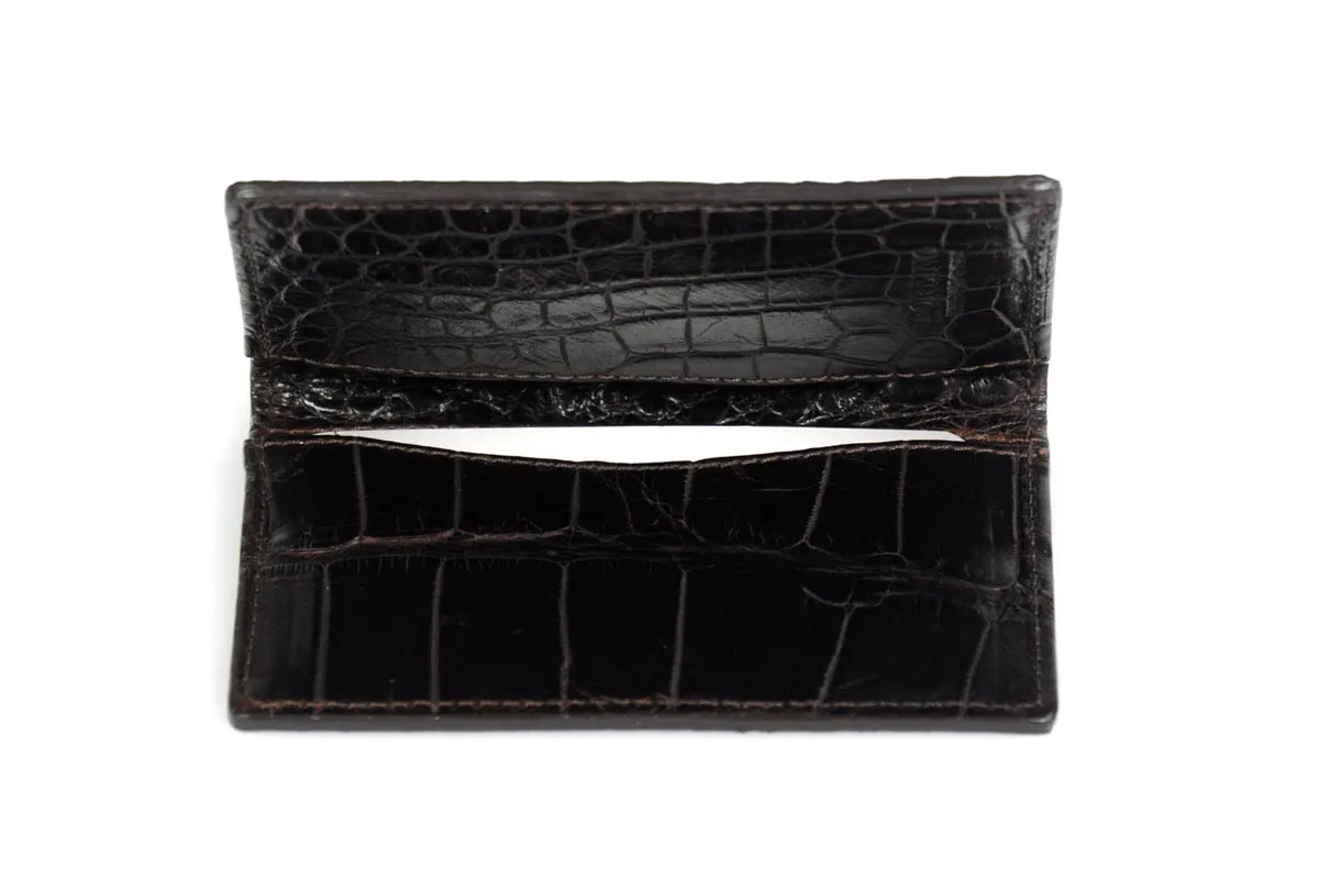 American Alligator Leather Business/Credit Card Case - Walnut Brown