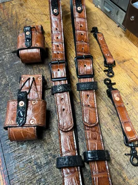 American Alligator Lined Radio Strap Set