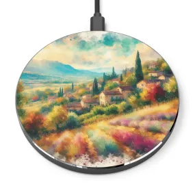 An aesthetic town in the countryside in spring with watercolour effect Wireless Charger