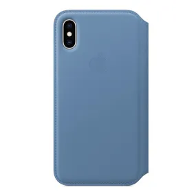 Apple iPhone XS Leather Folio Case Cape Cod Blue