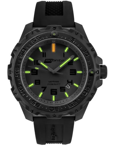 ArmourLite IsoBrite Eclipse Series - All Black Design - Green & Orange T100