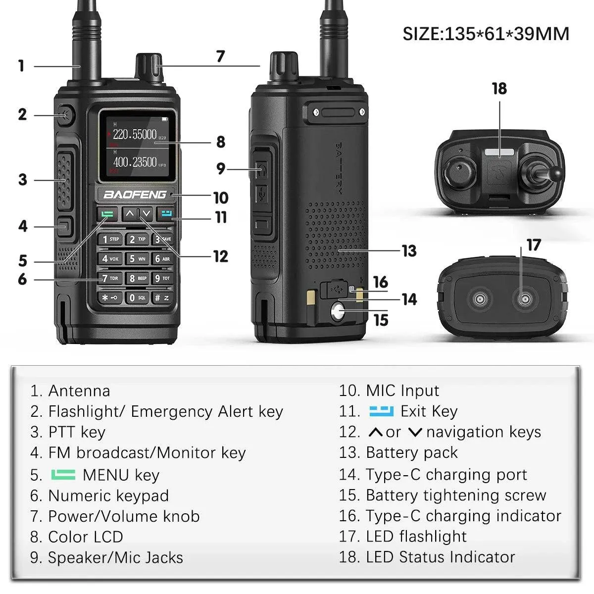 Baofeng UV-17 Pro V2 Walkie Talkie Tri Band Wireless Copy Frequency Long Range 50KM Two Way Radio UV-5R 21 PRO L Ham Radio