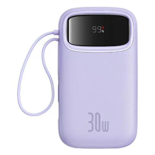 Baseus Pow 2 Digital Display Fast-Charging Power Bank with 2 Built-in Type-C, Purple