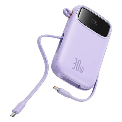 Baseus Pow 2 Digital Display Fast-Charging Power Bank with 2 Built-in Type-C, Purple