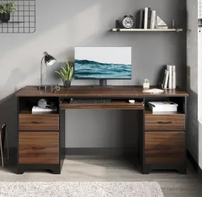 Bestier 59 Inch Computer Desk with 4 Drawers and Keyboard Tray