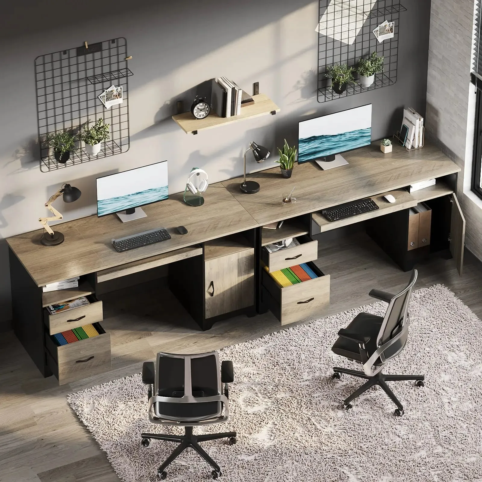 Bestier 59 Inch Executive Desk with Drawers