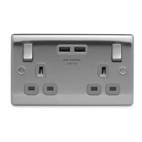 BG Nexus Metal 2 Gang Socket  2 USB