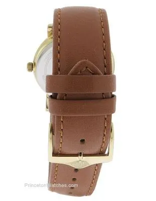 Bulova Mens Classic -  Gold-Tone Dial and Case - Cognac Brown Strap - Date