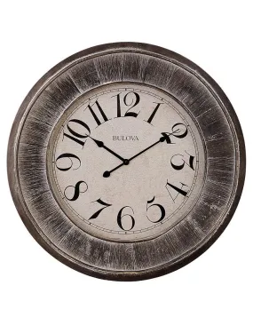 Bulova Restoration Large Wall Clock - Weathered Wood Case - Aged Dial