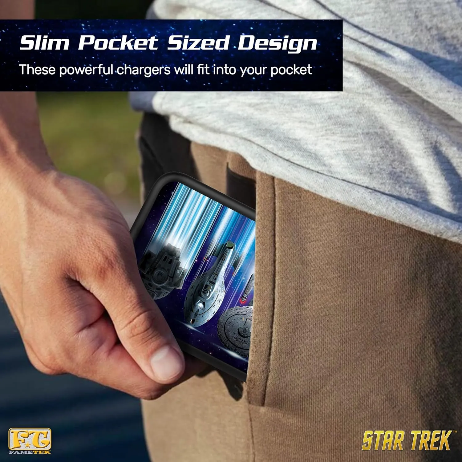 BUNDLE - Star Trek: TOS - Mr. Spock 6” Talking Bluetooth Figure Speaker with Ships of the Line design 10,000 mAh Powerbank