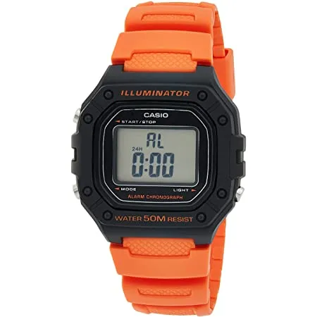 Casio Watch Chronograph Digital Orange W-218H-4B2VDF