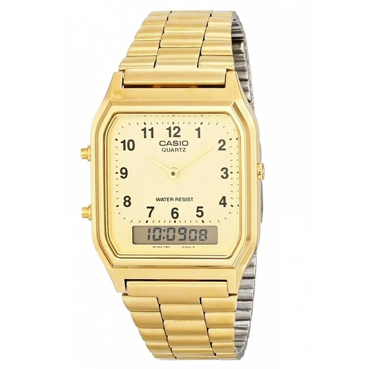 Casio Watch Vintage Retro Dual Time Roman Gold AQ-230GA-9BMQ