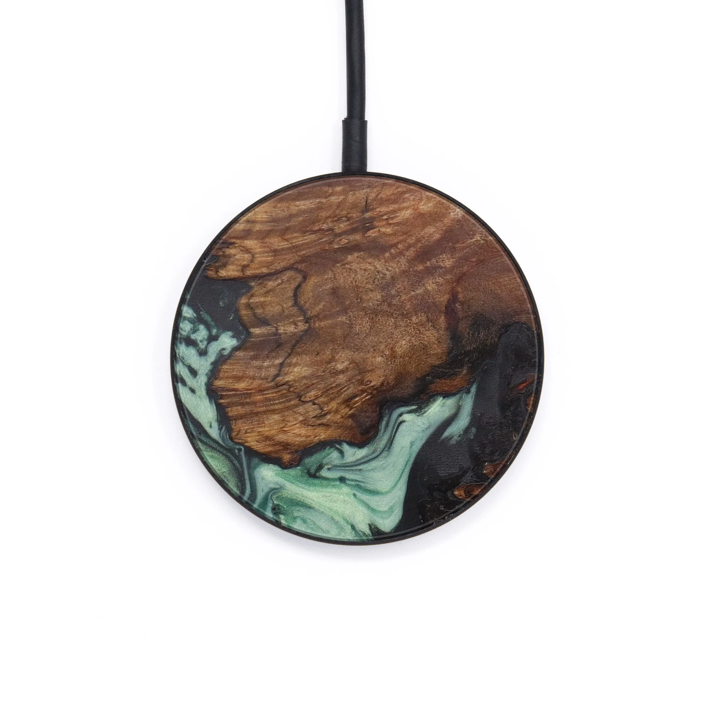 Circle Wood Resin Wireless Charger - Dax (Dark Green, 609700)