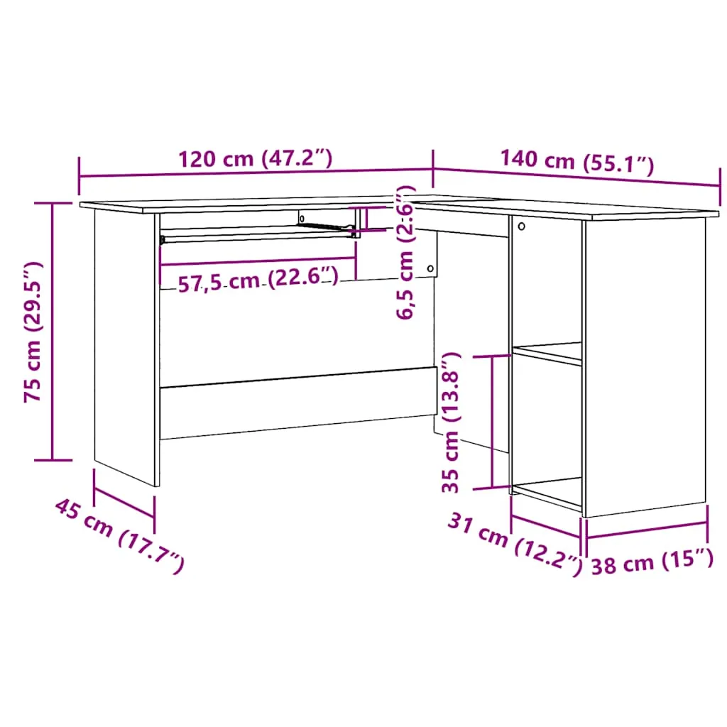 Corner Desk Old Wood 120x140x75 cm Engineered Wood