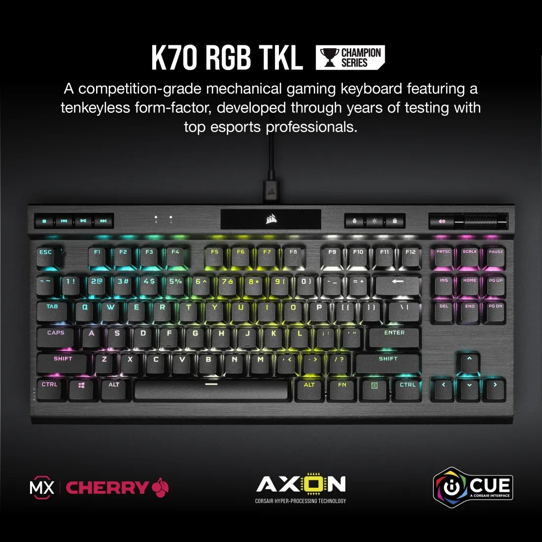 【優惠價】CORSAIR K70 RGB TKL CHAMPION SERIES機械遊戲鍵盤— CHERRY MX SPEED CH-9119014-NA