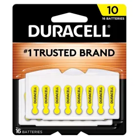 DA10B16ZM10 Duracell, Hearing Aid Battery, Zinc Air, 16PK