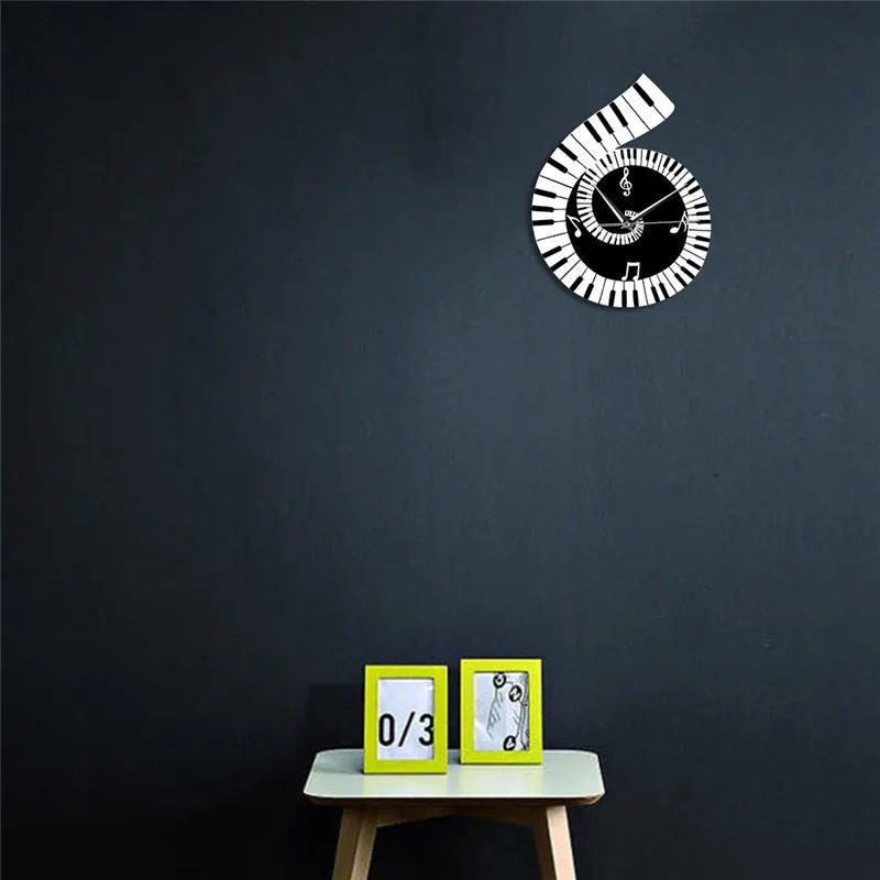 Decoration Wall Clock Treble Clef Piano Keyboard Musical Notes Irregular Music Lover Gift