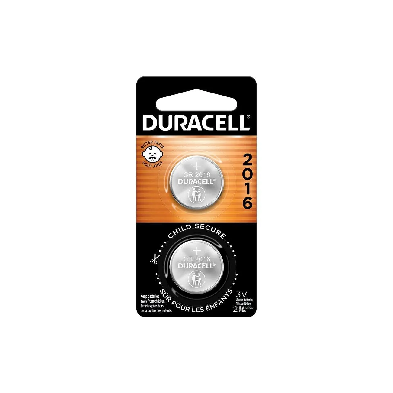 DL2016BPK Duracell Specialty Lithium Coin - Bitterant, 2 Pack