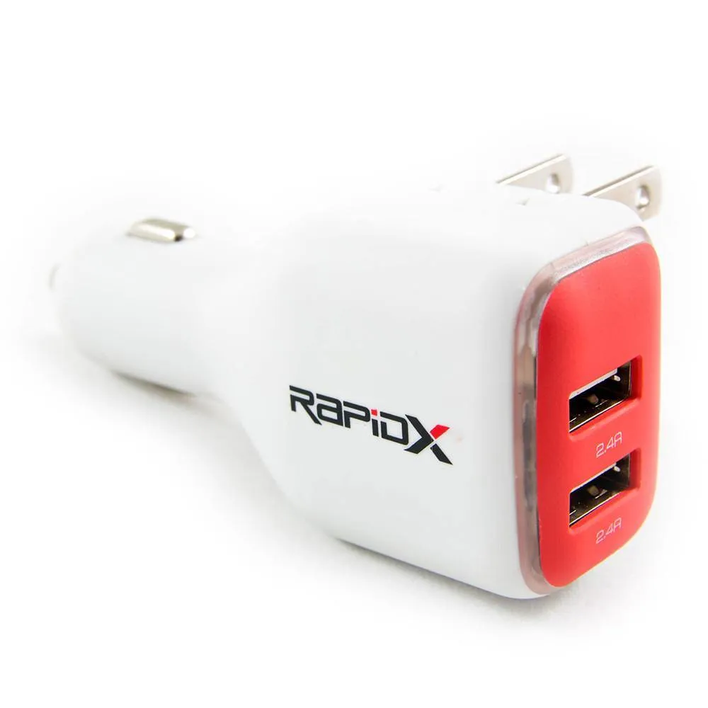 DualX Wall & Car Charger - Red