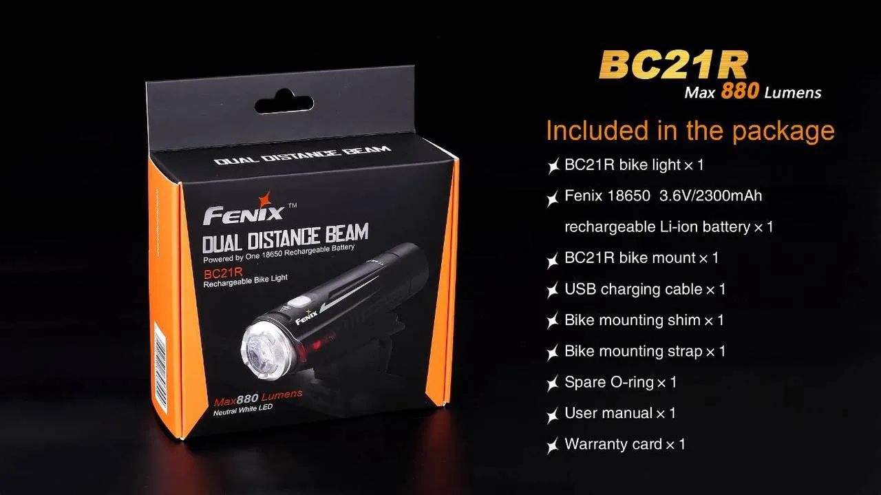 Fenix BC21R USB Rechargable Bicycle Light 880 Lumens