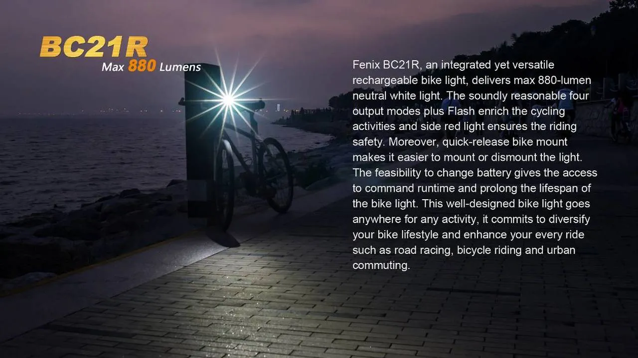 Fenix BC21R USB Rechargable Bicycle Light 880 Lumens