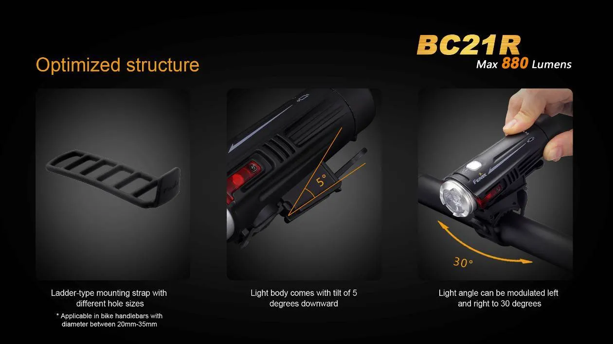 Fenix BC21R USB Rechargable Bicycle Light 880 Lumens