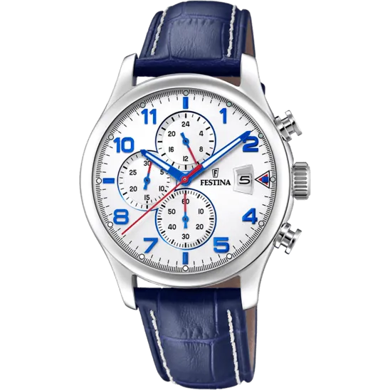 Festina Timeless Chronograph Leather Chronograph Mens Watch I Model F20375/4 Quartz Movement