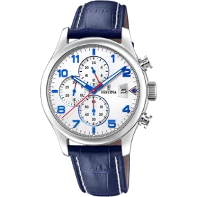 Festina Timeless Chronograph Leather Chronograph Mens Watch I Model F20375/4 Quartz Movement