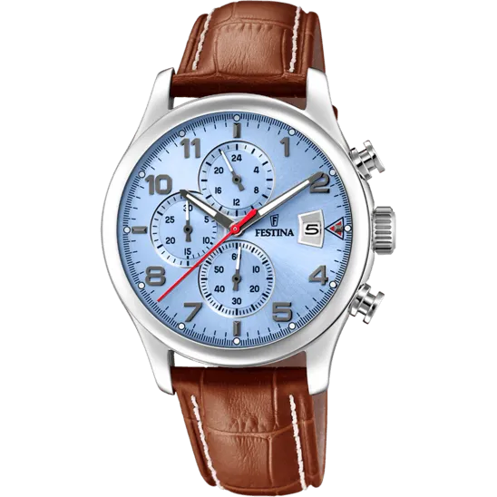 Festina Timeless Chronograph Leather Chronograph Mens Watch I Model F20375/5 Quartz Movement