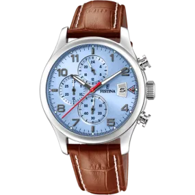 Festina Timeless Chronograph Leather Chronograph Mens Watch I Model F20375/5 Quartz Movement